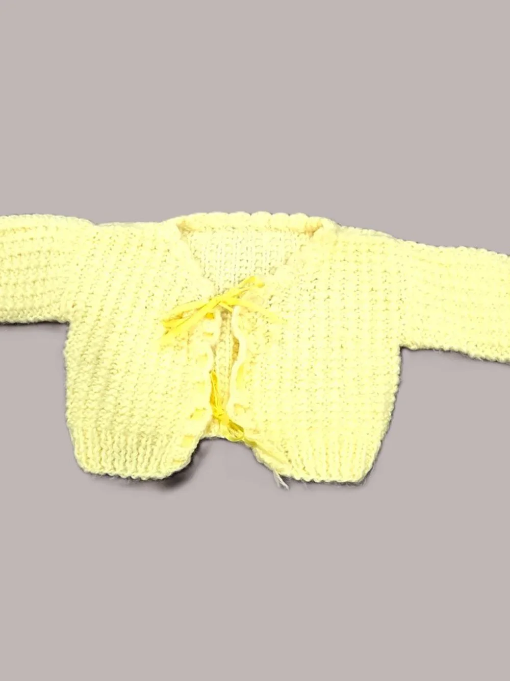 Handmade Knit 6 Months Outfit Set Yellow Ribbon Baby Boy Infant Pants Jacket